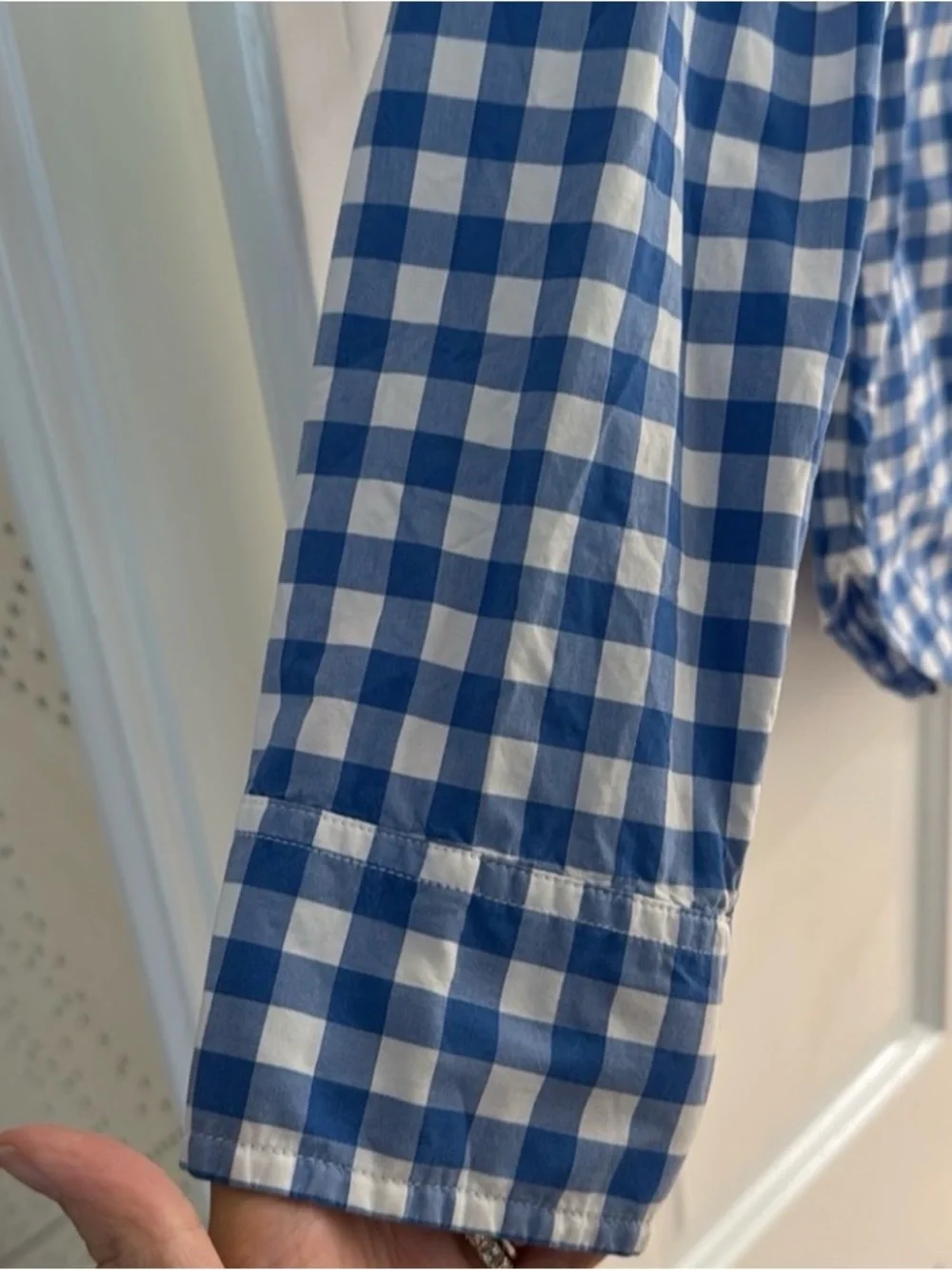 J. Crew Blue and White Gingham Button-Down Shirt